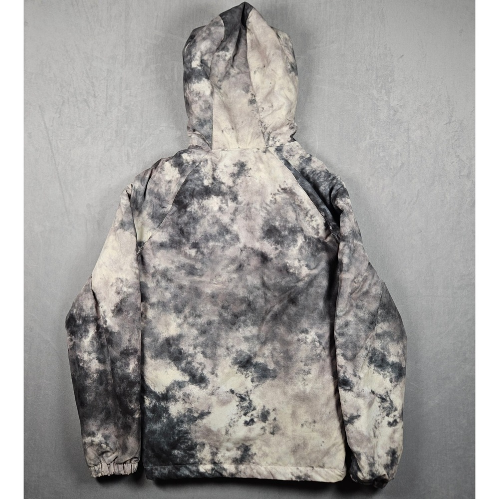 32 Bar Blues Jacket Mens Large Gray Abstract Cloud Print Full Zip Hooded Coat - Picture 3 of 7